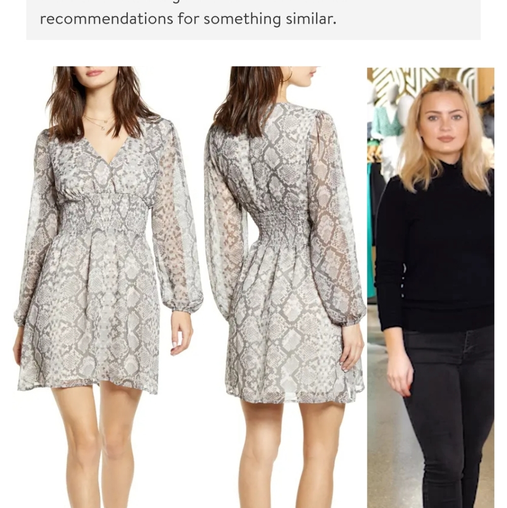 Leith Smocked Waist Long Sleeve Mini Dress